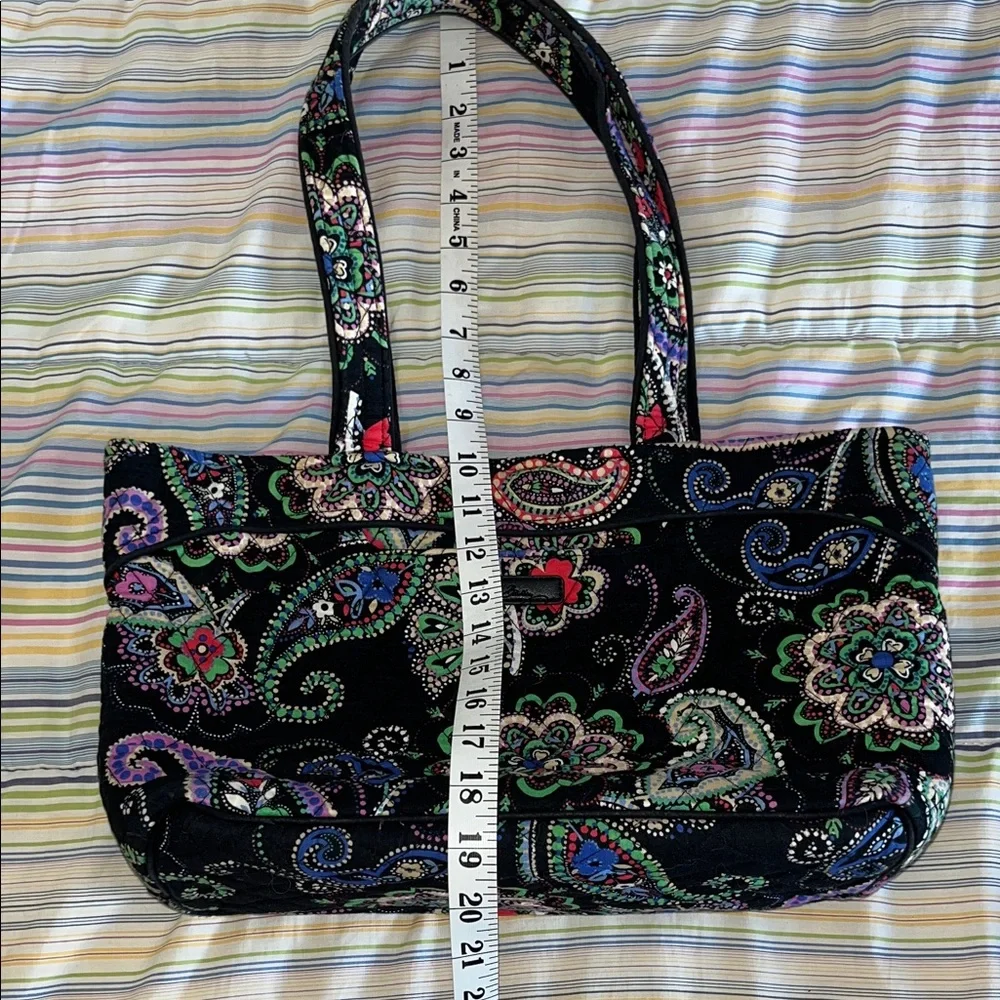 Vera Bradley Black Bohemian Paisley Floral Small Tote with Multicolor Accents - Picture 8 of 9